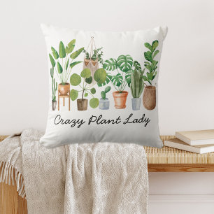 Houseplant Watercolor Plant Quote Throw Pillow