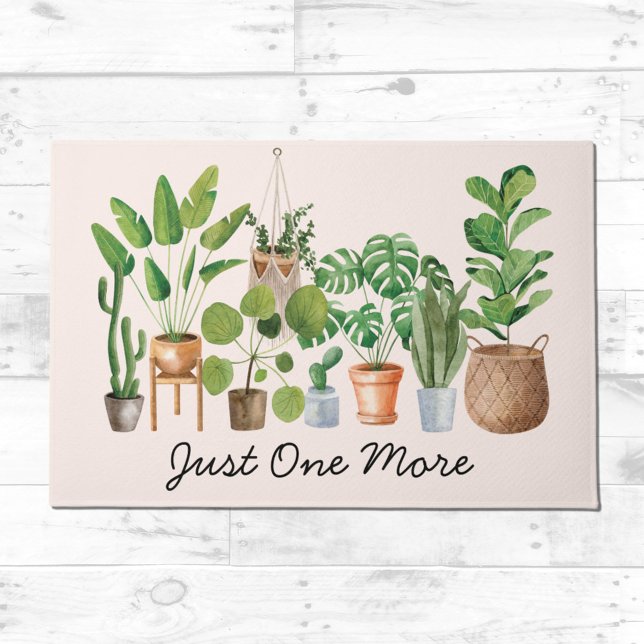 Houseplant Watercolor Quote  Doormat (In situ on wood floor)