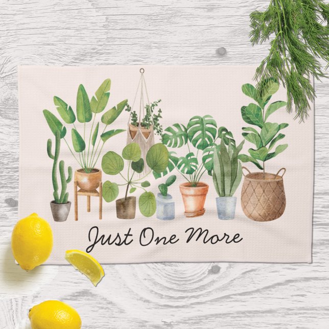 Houseplant Watercolor Quote Kitchen Towel (In situ)
