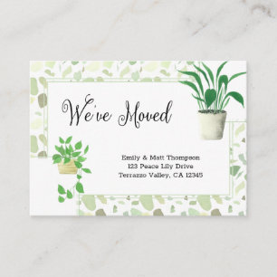 Houseplants and Green Terrazo We've Moved Enclosure Card