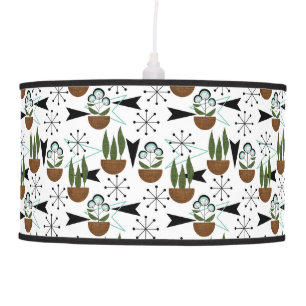 Houseplants and Starbursts Atomic Mid-Century Ceiling Lamp