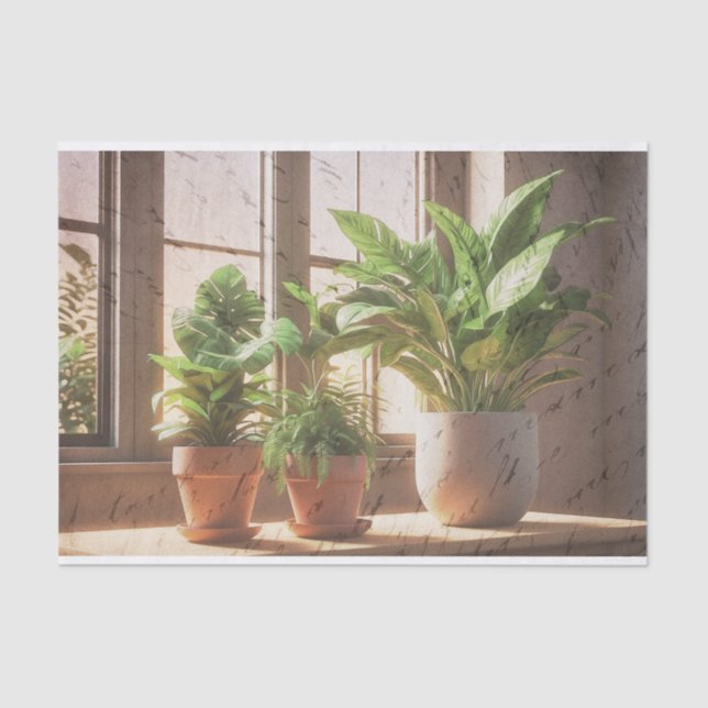 Houseplants By A Window Decoupage Tissue Paper (Front)