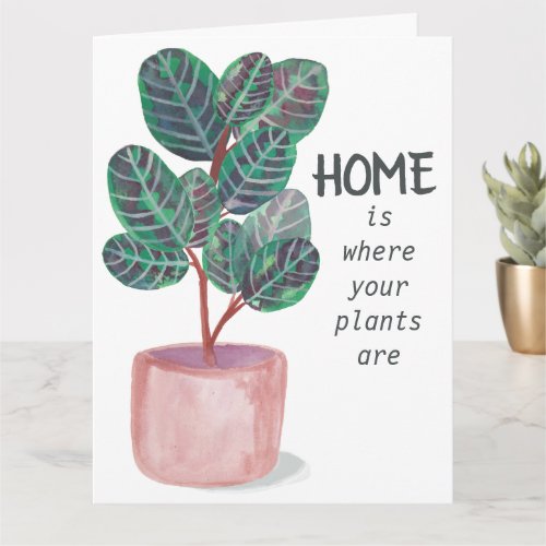 Houseplants Happy New Home Watercolor Card