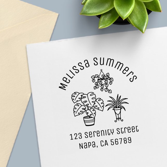 Houseplants Hobby Arch Address Self-inking Stamp (Creator Uploaded)