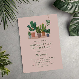 Houseplants Illustrations Housewarming Party Invitation
