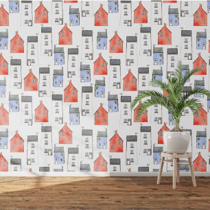 Houses and Cottages Watercolor Wallpaper