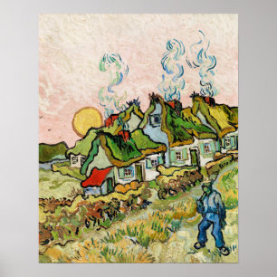 Houses and Figure (1890) by Vincent Van Gogh Poster