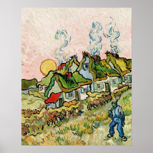 Houses and Figure 1890 by Vincent Van Gogh Poster