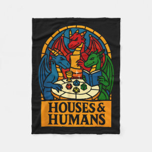 Houses And Humans Funny Rpg Nerdy Gamers Men Women Fleece Blanket