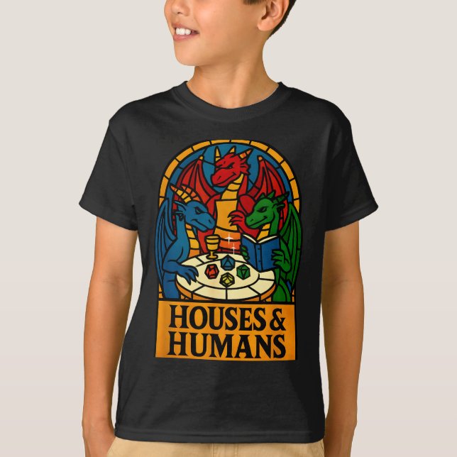 Houses And Humans Funny Rpg Nerdy Gamers Men Women T-Shirt (Front)