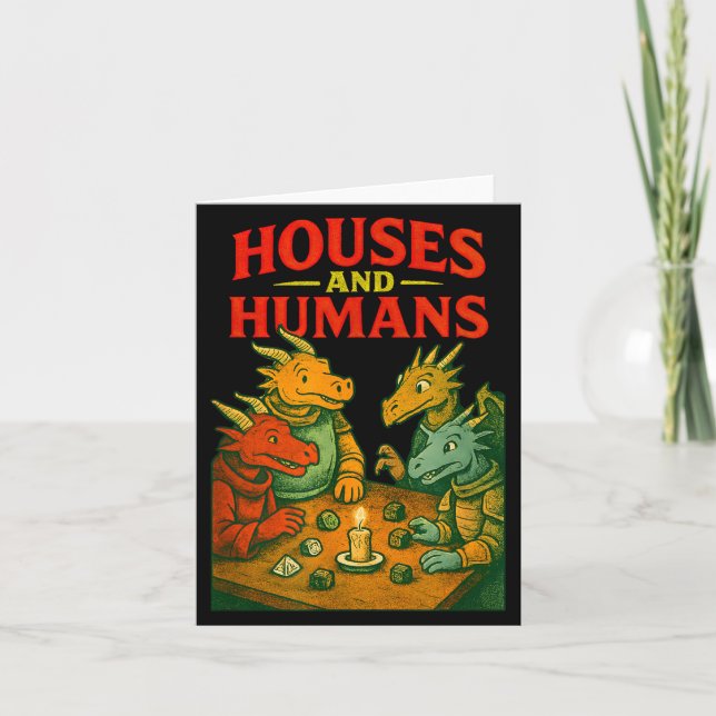 Houses And Humans Gaming Funny Rpg Gamer Men Boys  Card (Front)