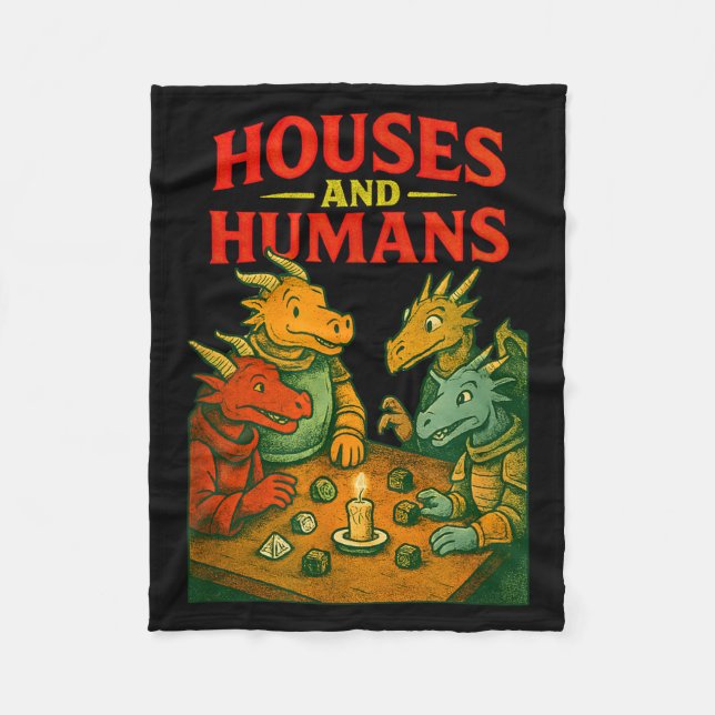 Houses And Humans Gaming Funny Rpg Gamer Men Boys  Fleece Blanket (Front)