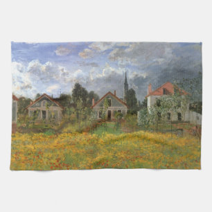 Houses at Argenteuil by Claude Monet, Vintage Art Kitchen Towel