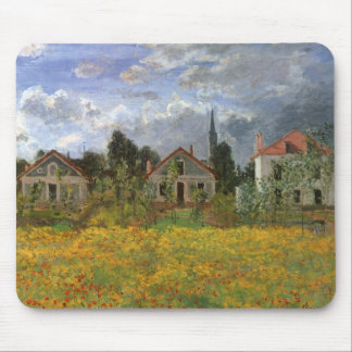 Houses at Argenteuil by Claude Monet, Vintage Art Mouse Pad
