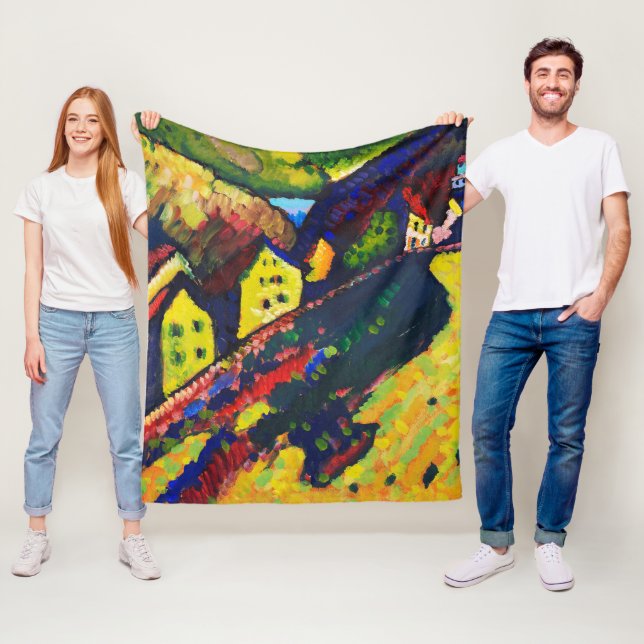 Houses at Murnau, Wassily Kandinsky Fleece Blanket (In Situ)