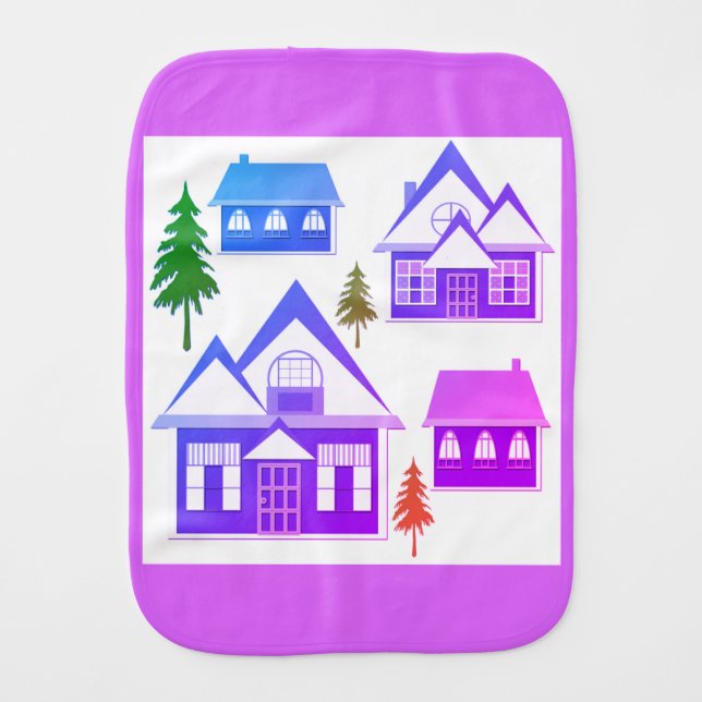 Houses Baby Burp Cloth (Front)