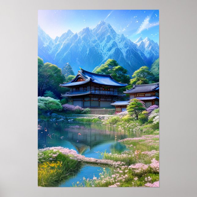 Houses by the Calm River Poster (Front)