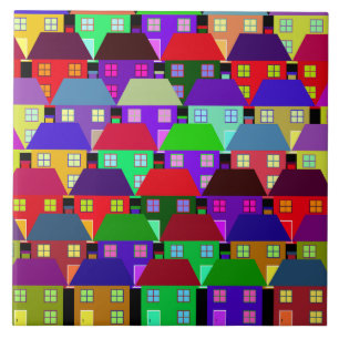 HOUSES COLORFUL HOME COMMUNITY CERAMIC TILE