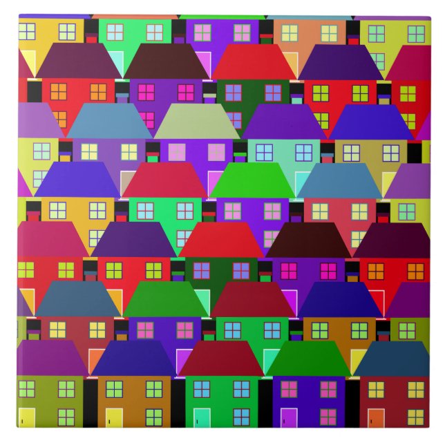HOUSES COLORFUL HOME COMMUNITY   CERAMIC TILE (Front)