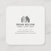 Houses Construction Cleaning Real Estate Square Business Card (Back)