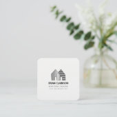 Houses Construction Cleaning Real Estate Square Business Card (Standing Front)