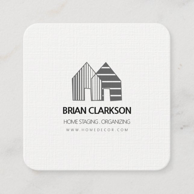 Houses Construction Cleaning Real Estate Square Business Card (Front)