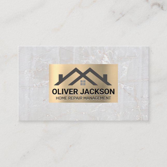 Houses Icon | Stone | Metallic Business Card (Front)