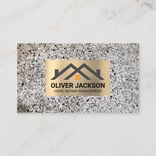 Houses Icon  Stone Wall Metal Frame Business Card
