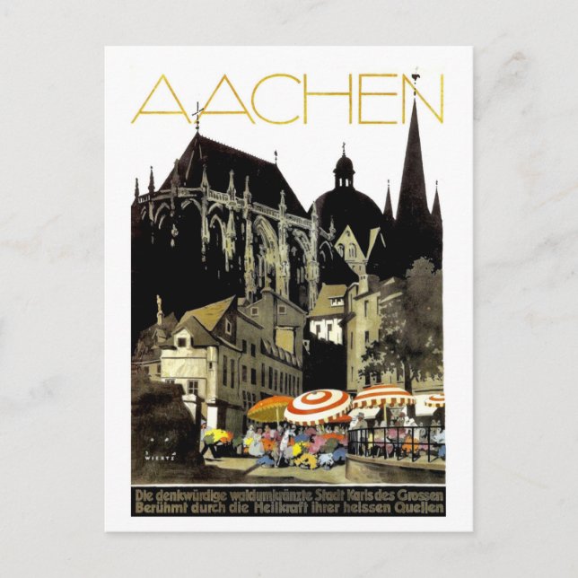 Houses in Aachen, Germany, vintage travel Postcard (Front)