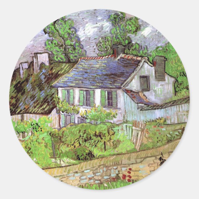 Houses in Auvers by Vincent van Gogh Classic Round Sticker (Front)