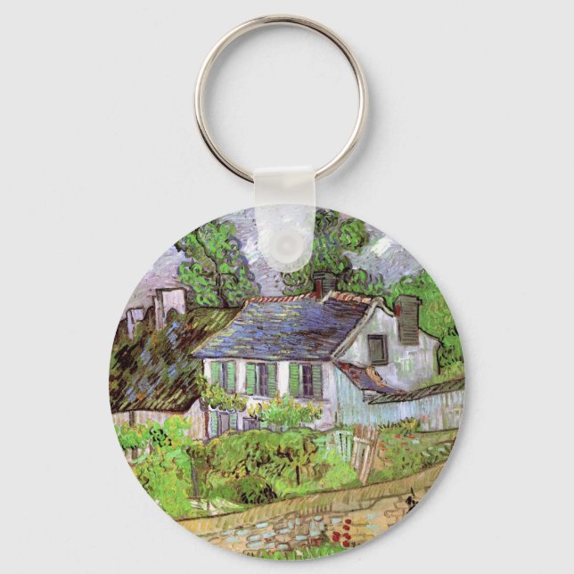 Houses in Auvers by Vincent van Gogh Keychain (Front)