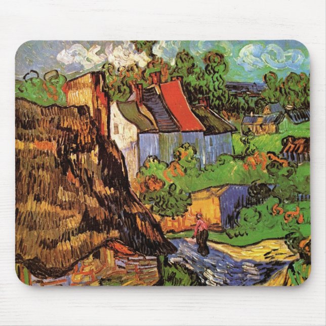 Houses in Auvers by Vincent van Gogh Mouse Pad (Front)
