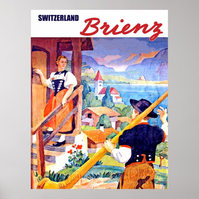 Houses in Brienz, Switzerland Poster (Front)