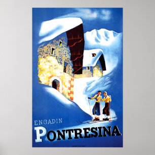 Houses in Pontresina, Switzerland Poster
