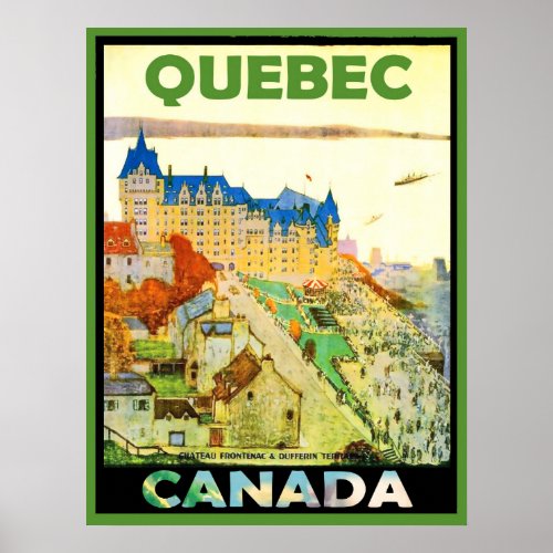 Houses in Quebec Canada vintage travel Poster