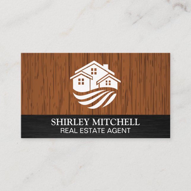 Houses Logo | Wood Business Card (Front)