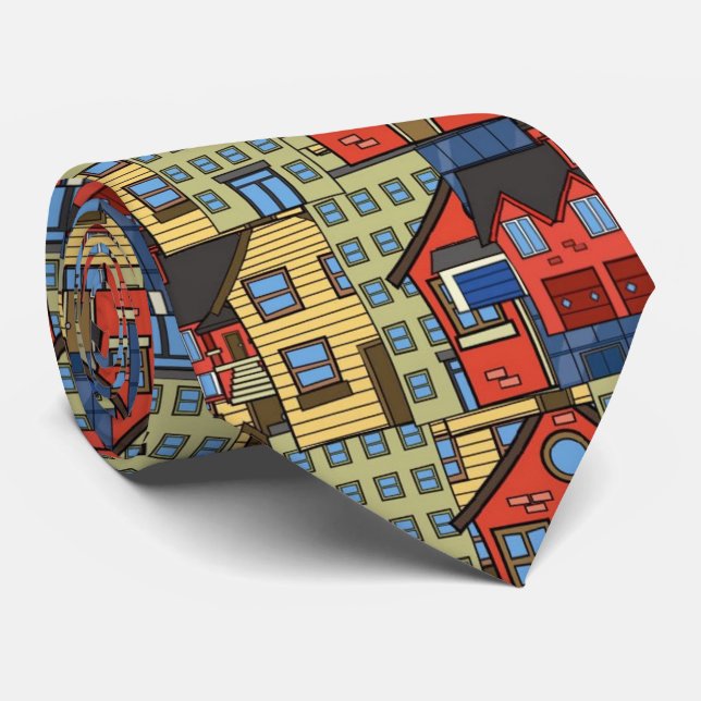 houses, neck tie (Rolled)