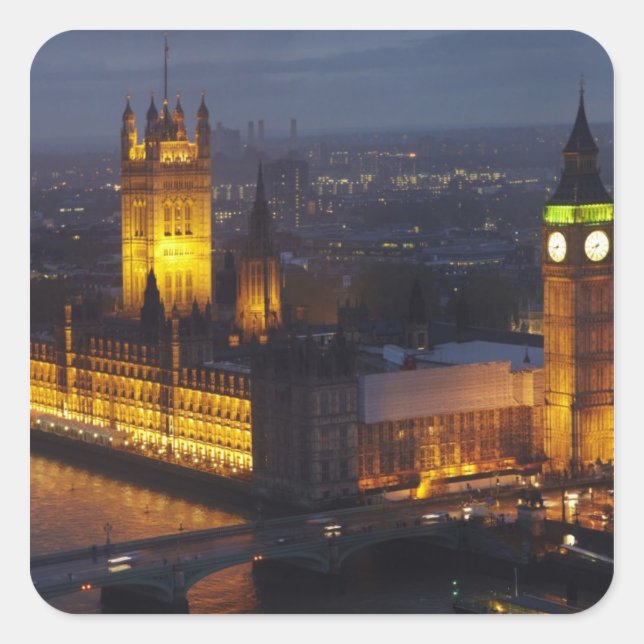Houses of Parliament, Big Ben, Westminster Square Sticker (Front)
