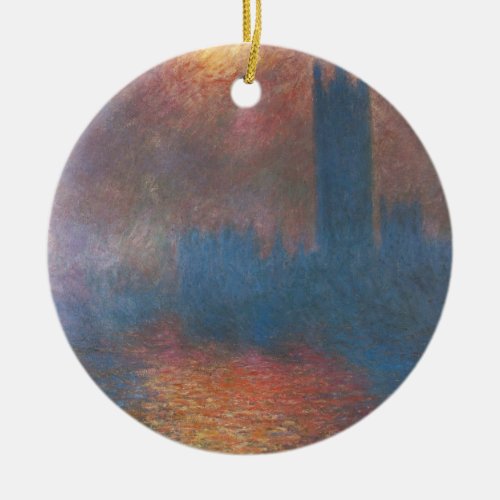 Houses of Parliament London by Claude Monet Ceramic Ornament