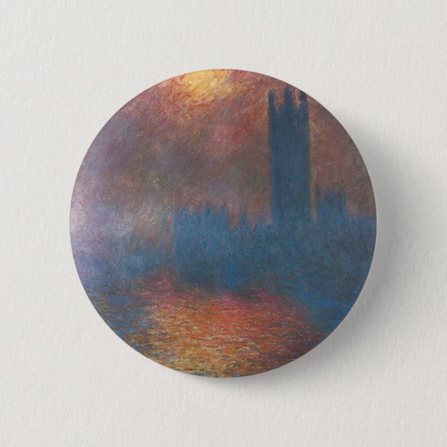 Houses of Parliament, London by Claude Monet Pinback Button (Front)