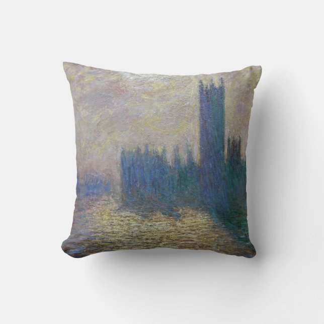 Houses of Parliament (London), Monet Throw Pillow (Front)
