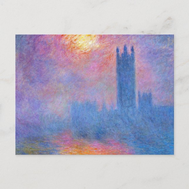 Houses of Parliament, London, Sun Breaking Through Postcard (Front)
