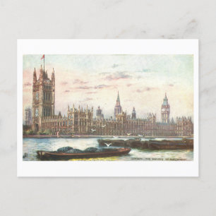 Houses of Parliament London Vintage Postcard