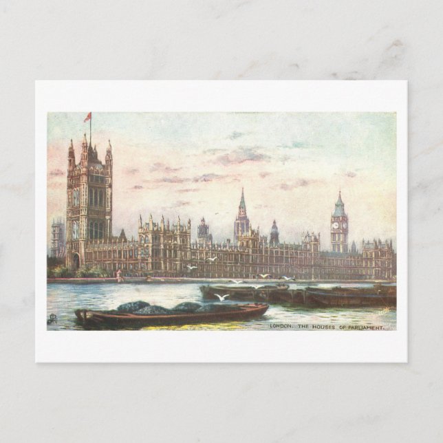Houses of Parliament London Vintage Postcard (Front)