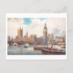 Houses of Parliament London Vintage Postcard