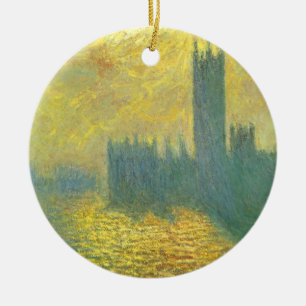 Houses of Parliament, Stormy Sky by Claude Monet Ceramic Ornament