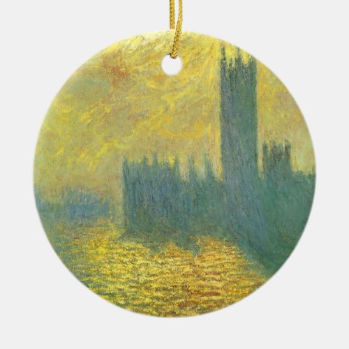 Houses of Parliament Stormy Sky by Claude Monet Ceramic Ornament