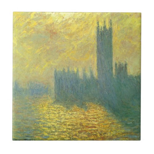 Houses of Parliament Stormy Sky by Claude Monet Ceramic Tile