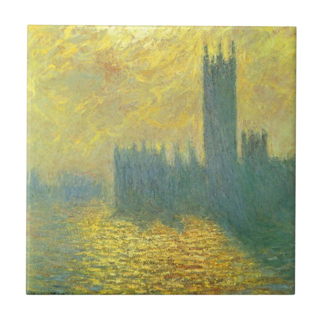 Houses of Parliament, Stormy Sky by Claude Monet Ceramic Tile (Front)