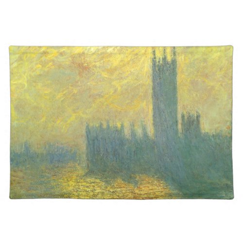 Houses of Parliament Stormy Sky by Claude Monet Cloth Placemat
